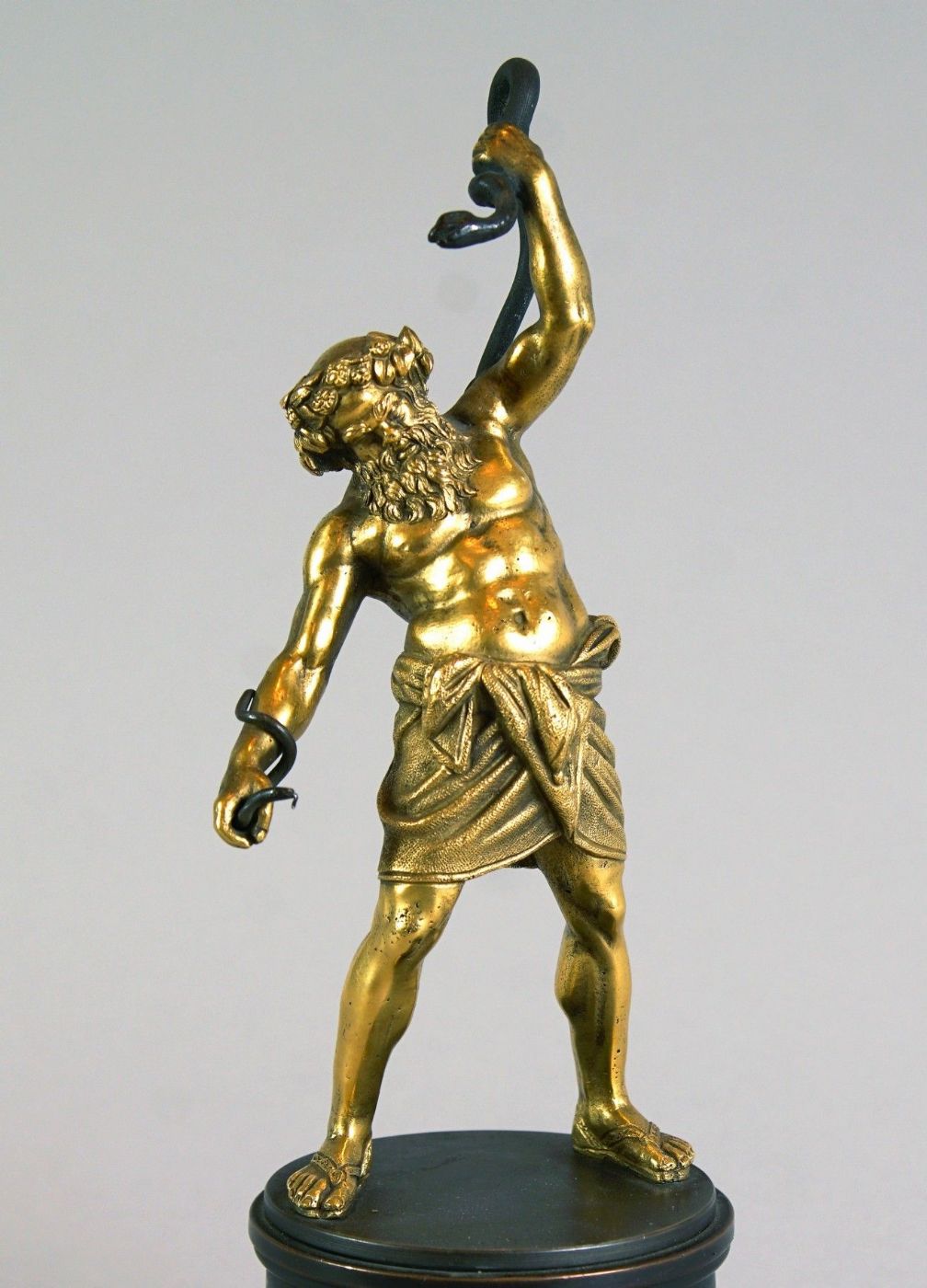 Sileno com serpente, bronze dourado parcialmente brunido - século XIX